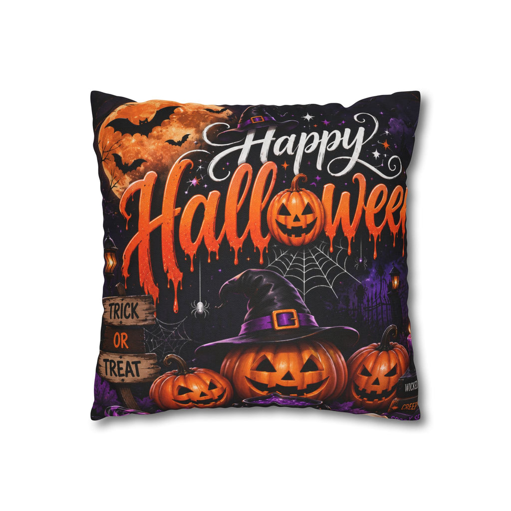 Halloween Witch Pillowcase — "Happy Halloween" Black Girl Witch Decorative Throw Pillow Cover