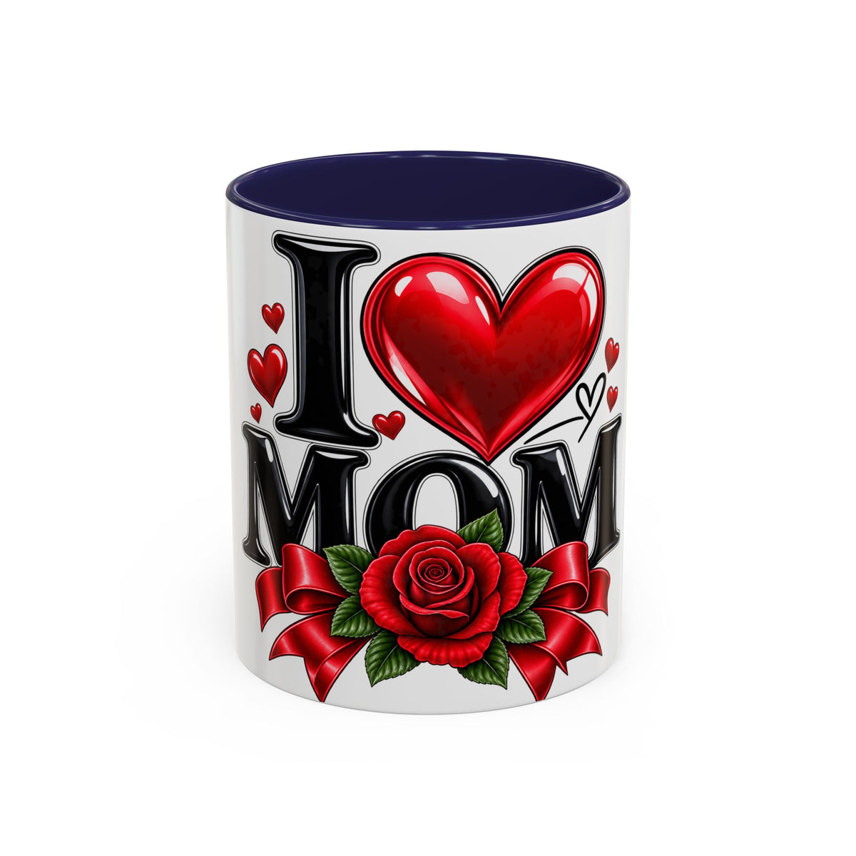 I  Mom Coffee Mug – Red Rose Mother’s Day Accent Mug (11/15oz)