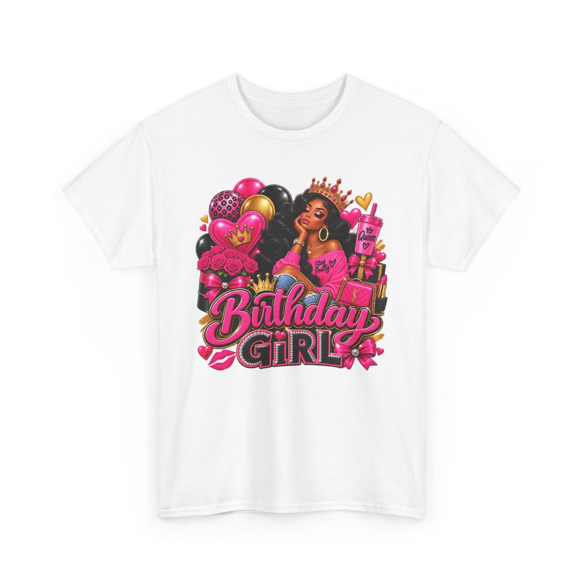 Birthday Girl T‑Shirt — Pink Crowned Diva Birthday Tee