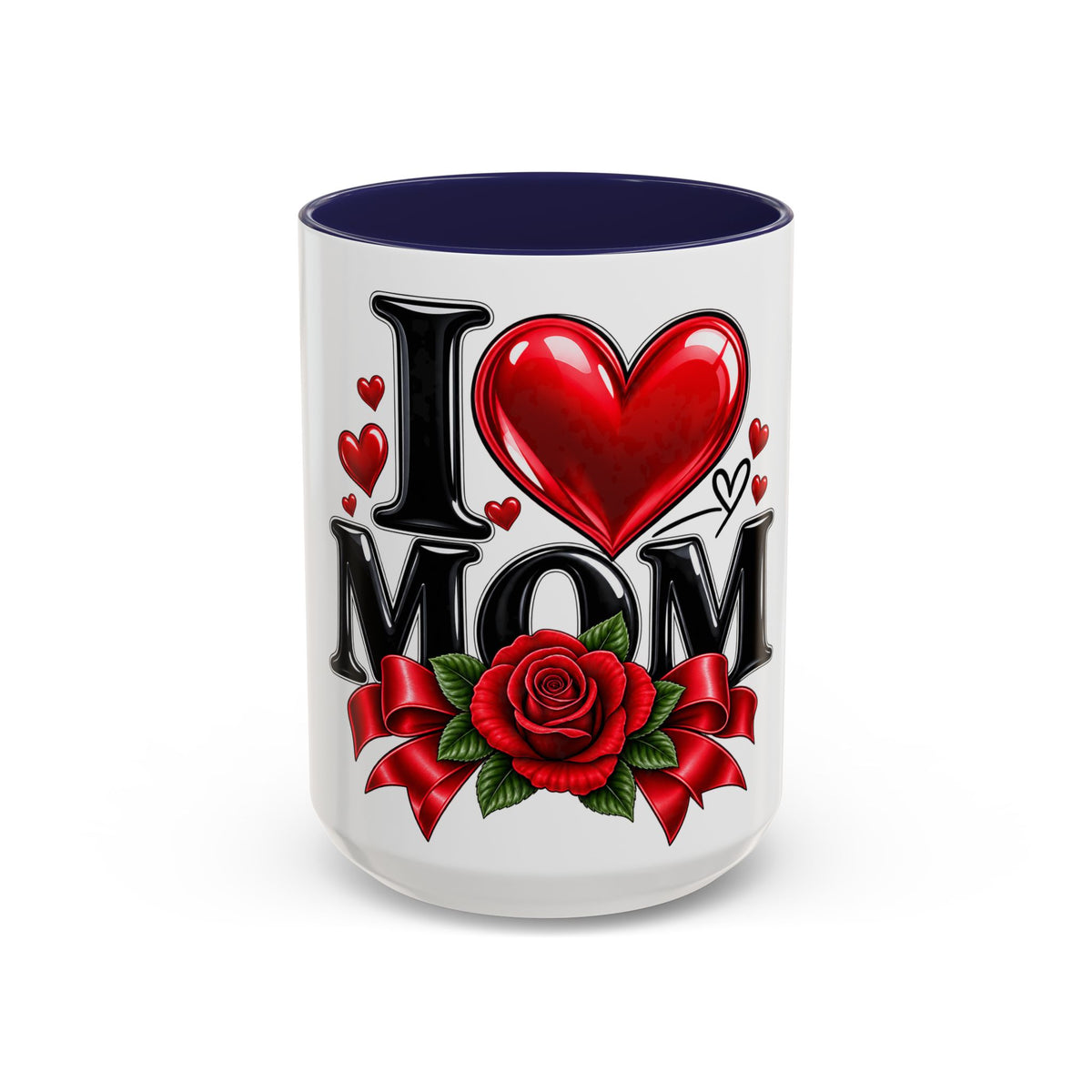 I  Mom Coffee Mug – Red Rose Mother’s Day Accent Mug (11/15oz)