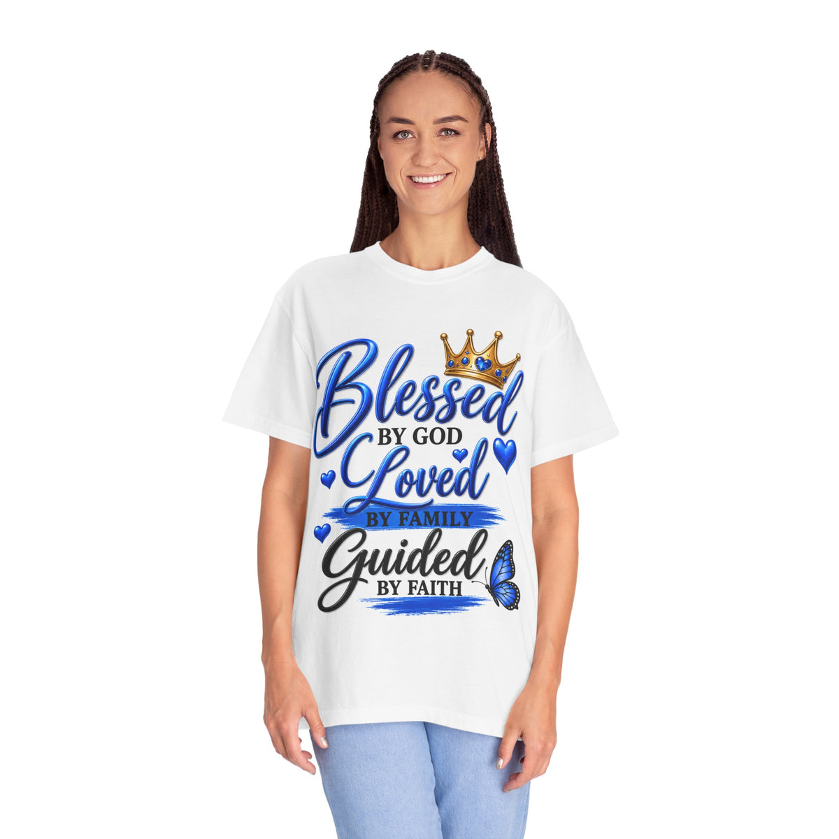 Blessed by God Loved by Family Guided by Faith T-Shirt