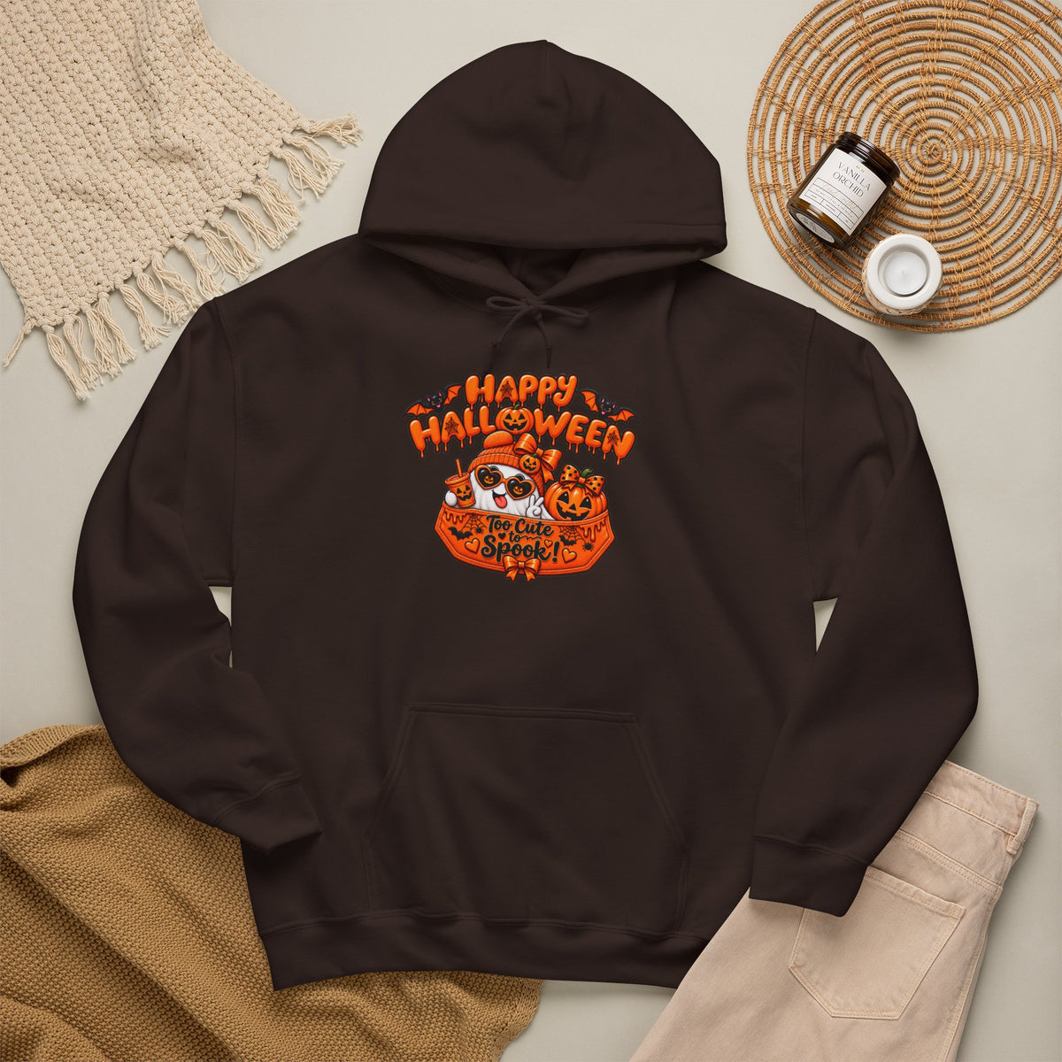 Halloween Cat Hoodie – "Happy Halloween" Pumpkin Cats Graphic