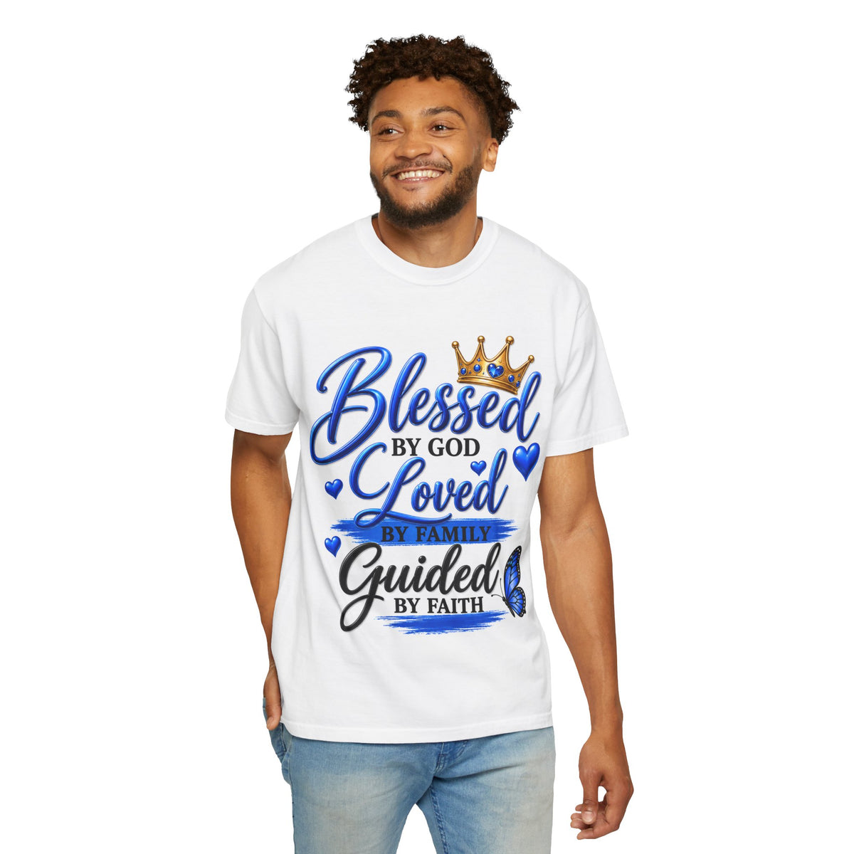 Blessed by God Loved by Family Guided by Faith T-Shirt