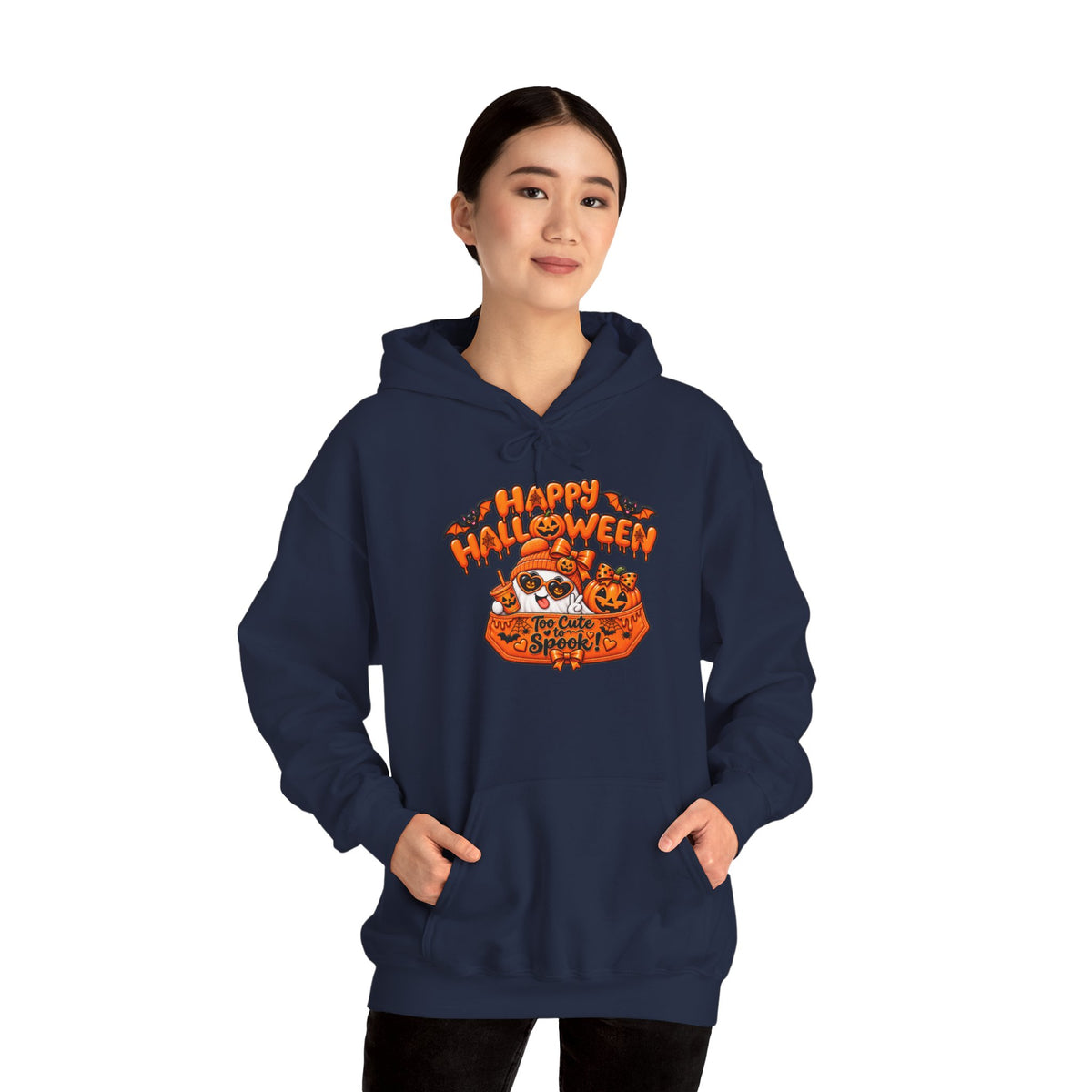 Halloween Cat Hoodie – "Happy Halloween" Pumpkin Cats Graphic