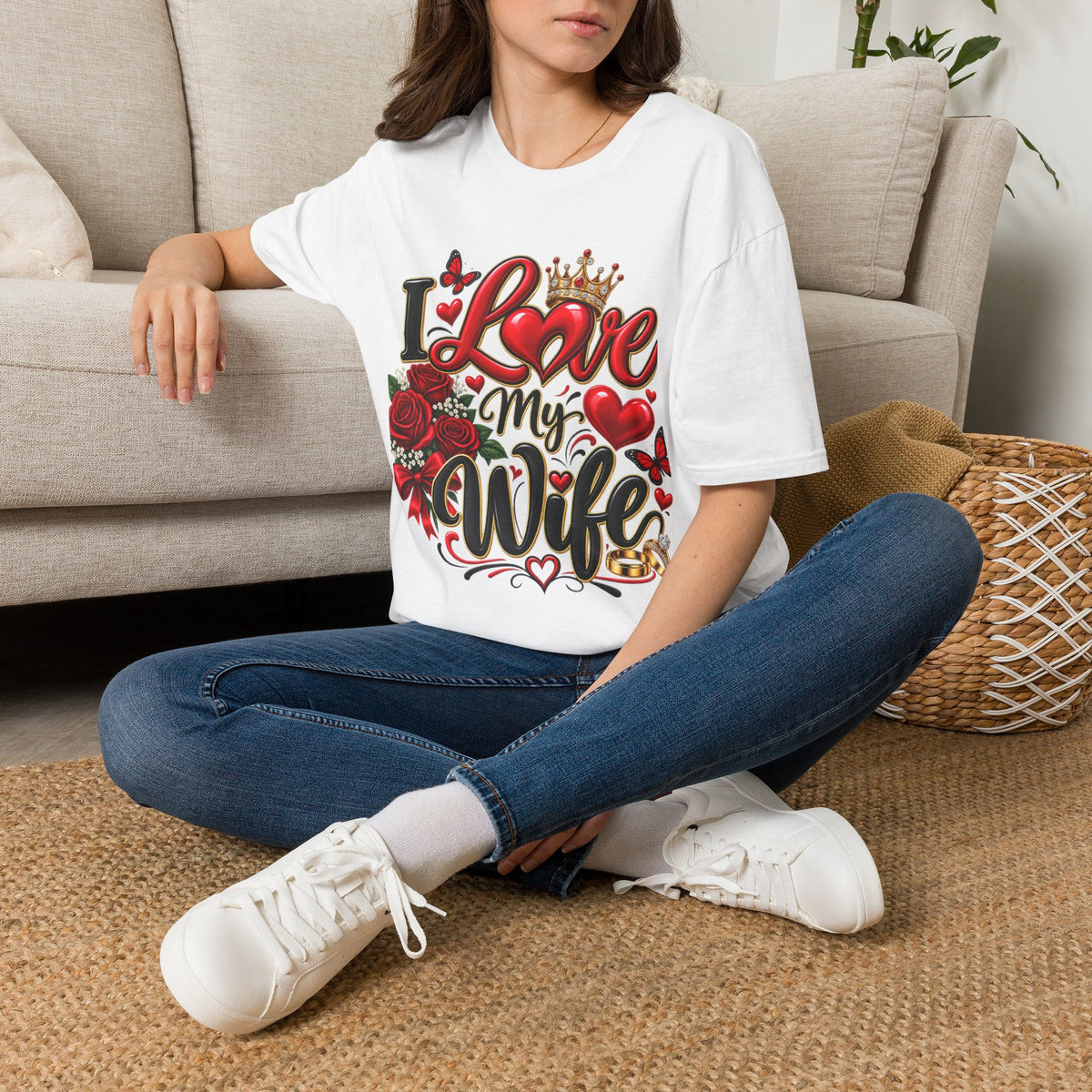 I Love My Wife T-Shirt — Romantic Queen Crown & Roses Tee