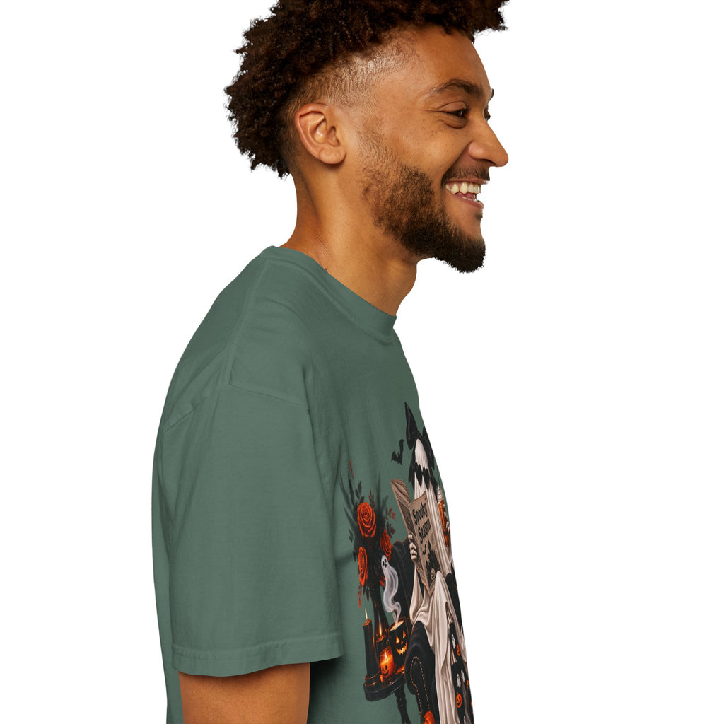 Halloween Ghost Reading T-Shirt — Spooky Pumpkin & 'Spooky Season' Graphic