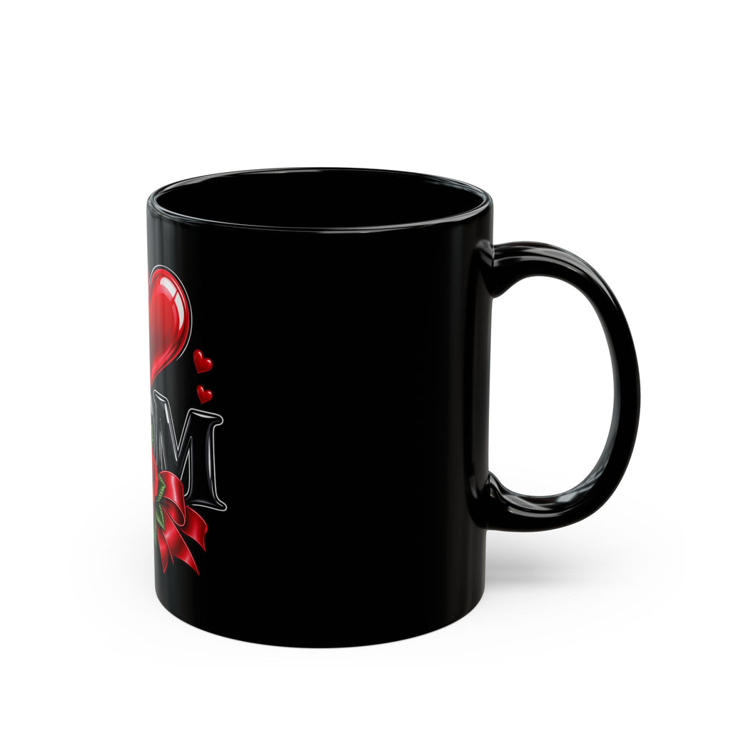 I Heart Mom Black Mug — 'I  Mom' Rose Gift Mug for Mother's Day