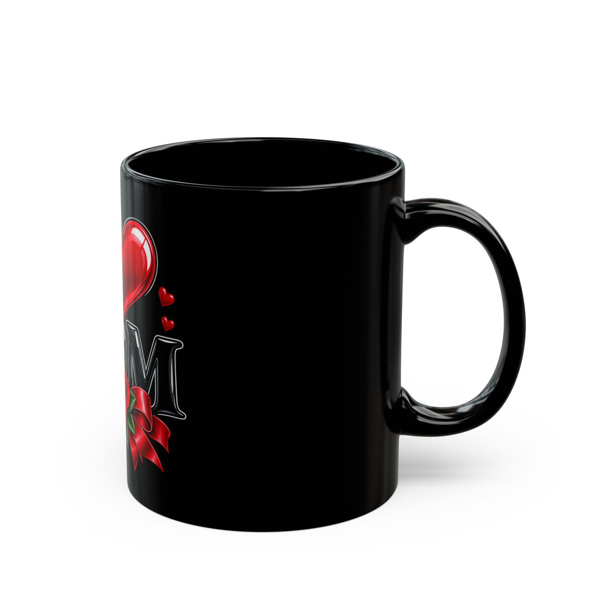 I Heart Mom Black Mug — 'I  Mom' Rose Gift Mug for Mother's Day