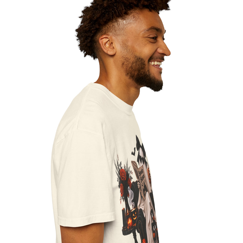 Halloween Ghost Reading T-Shirt — Spooky Pumpkin & 'Spooky Season' Graphic
