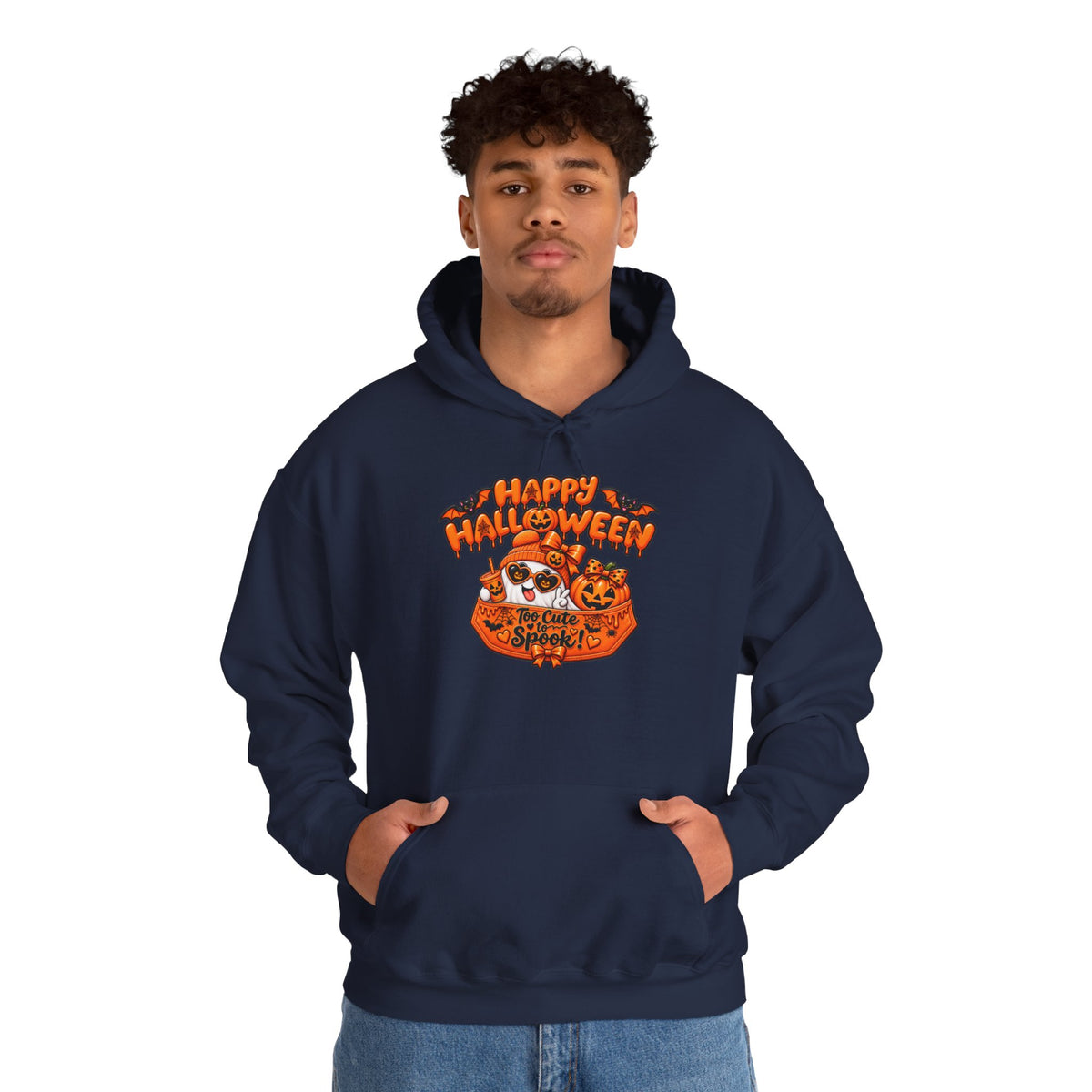 Halloween Cat Hoodie – "Happy Halloween" Pumpkin Cats Graphic