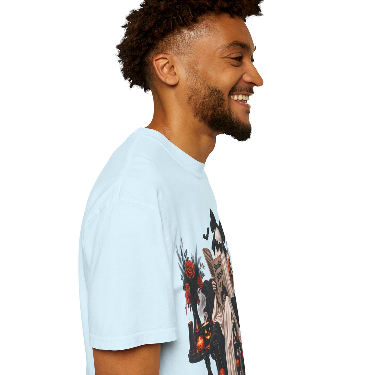 Halloween Ghost Reading T-Shirt — Spooky Pumpkin & 'Spooky Season' Graphic