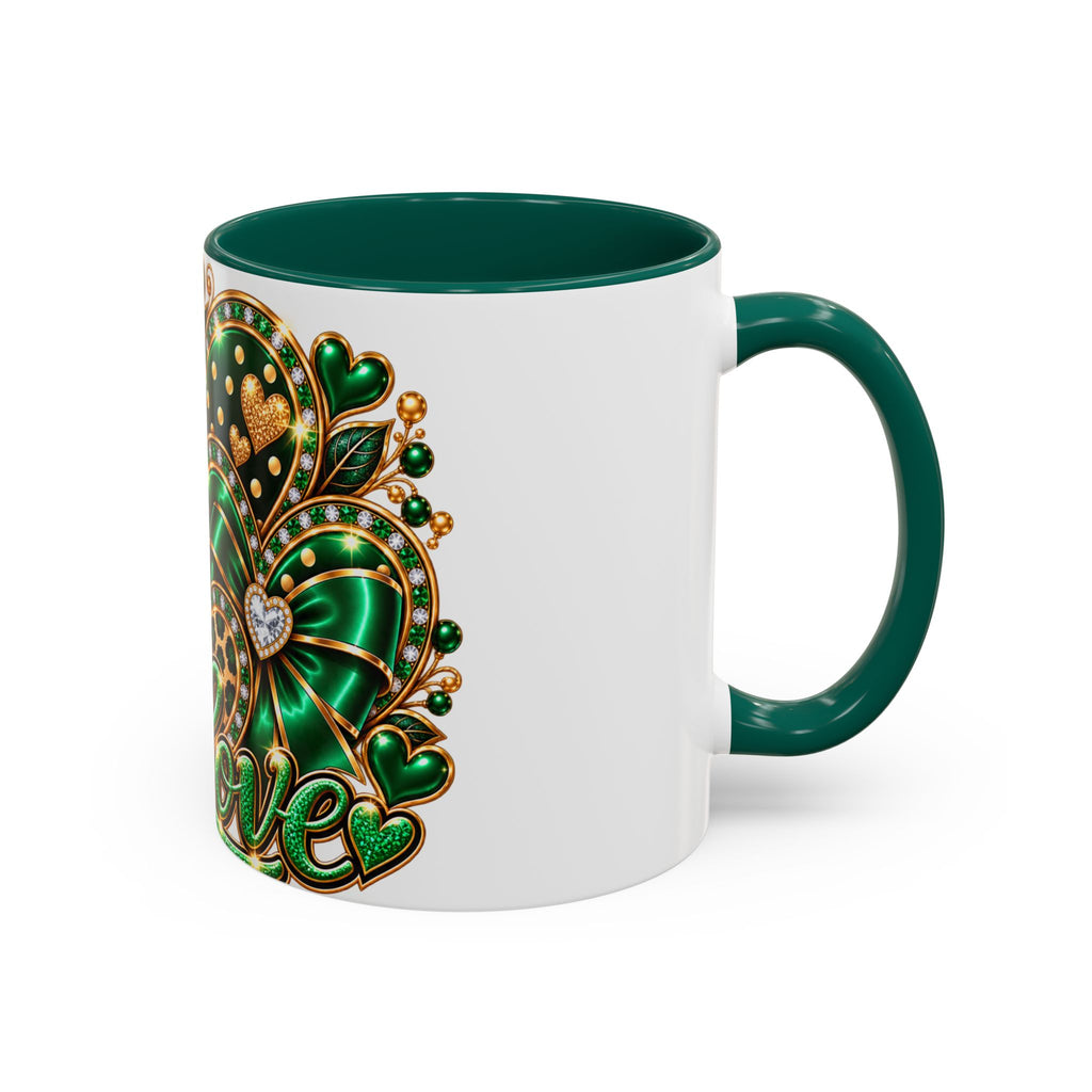 Love Green Heart Mug — Decorative 11oz/15oz Ceramic Coffee Cup