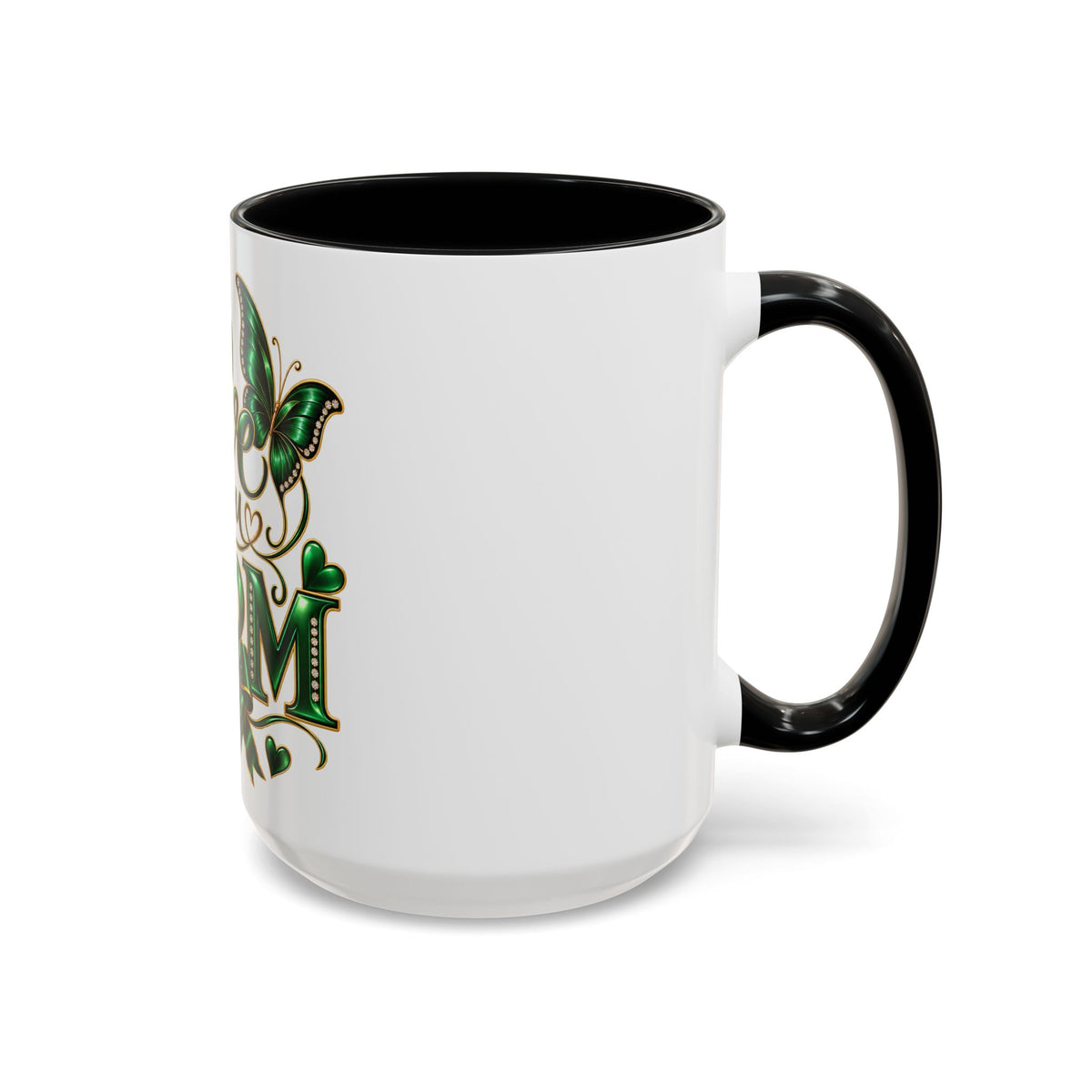 Love You Mom Green Butterfly Accent Coffee Mug — Mother's Day Gift (11/15oz)