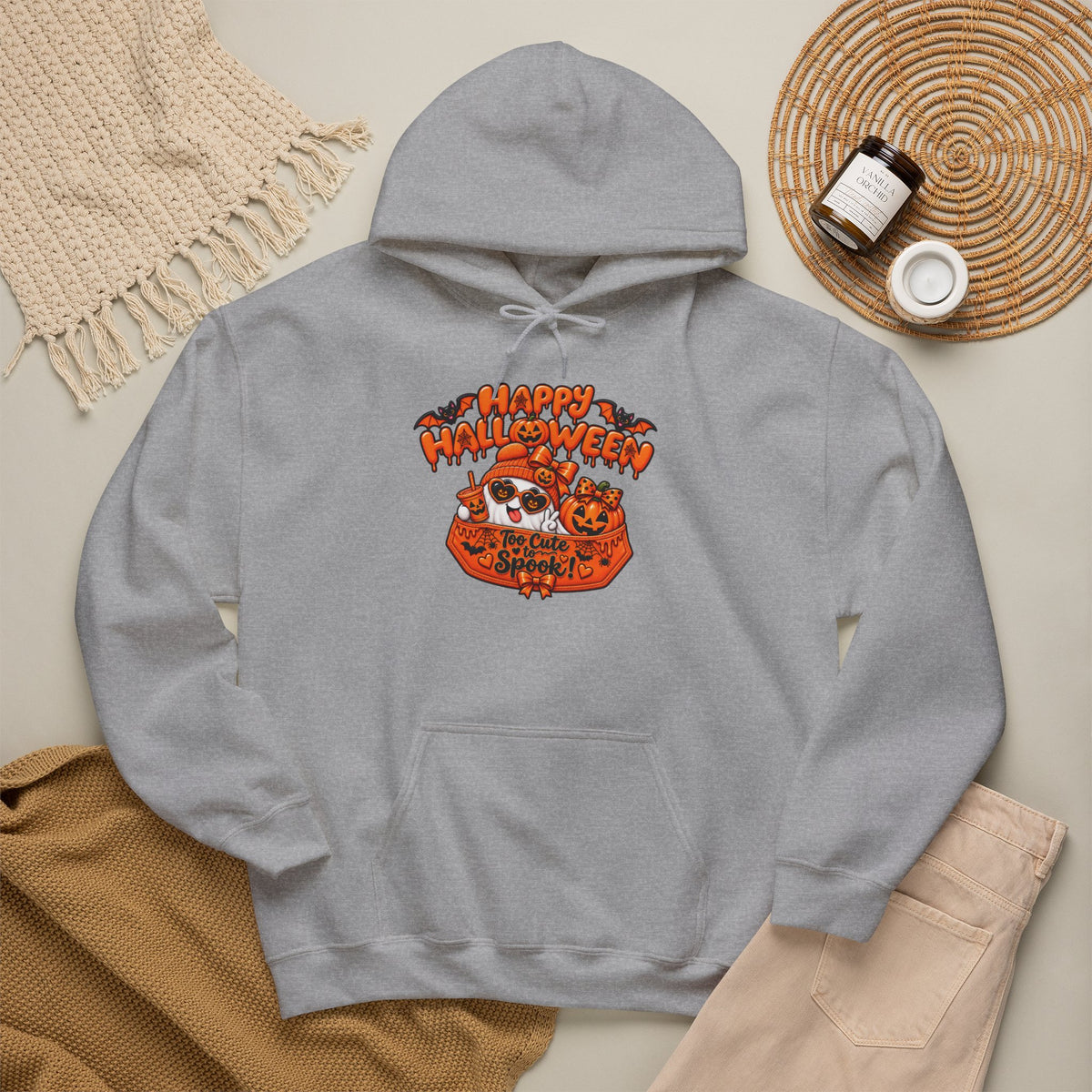 Halloween Cat Hoodie – "Happy Halloween" Pumpkin Cats Graphic