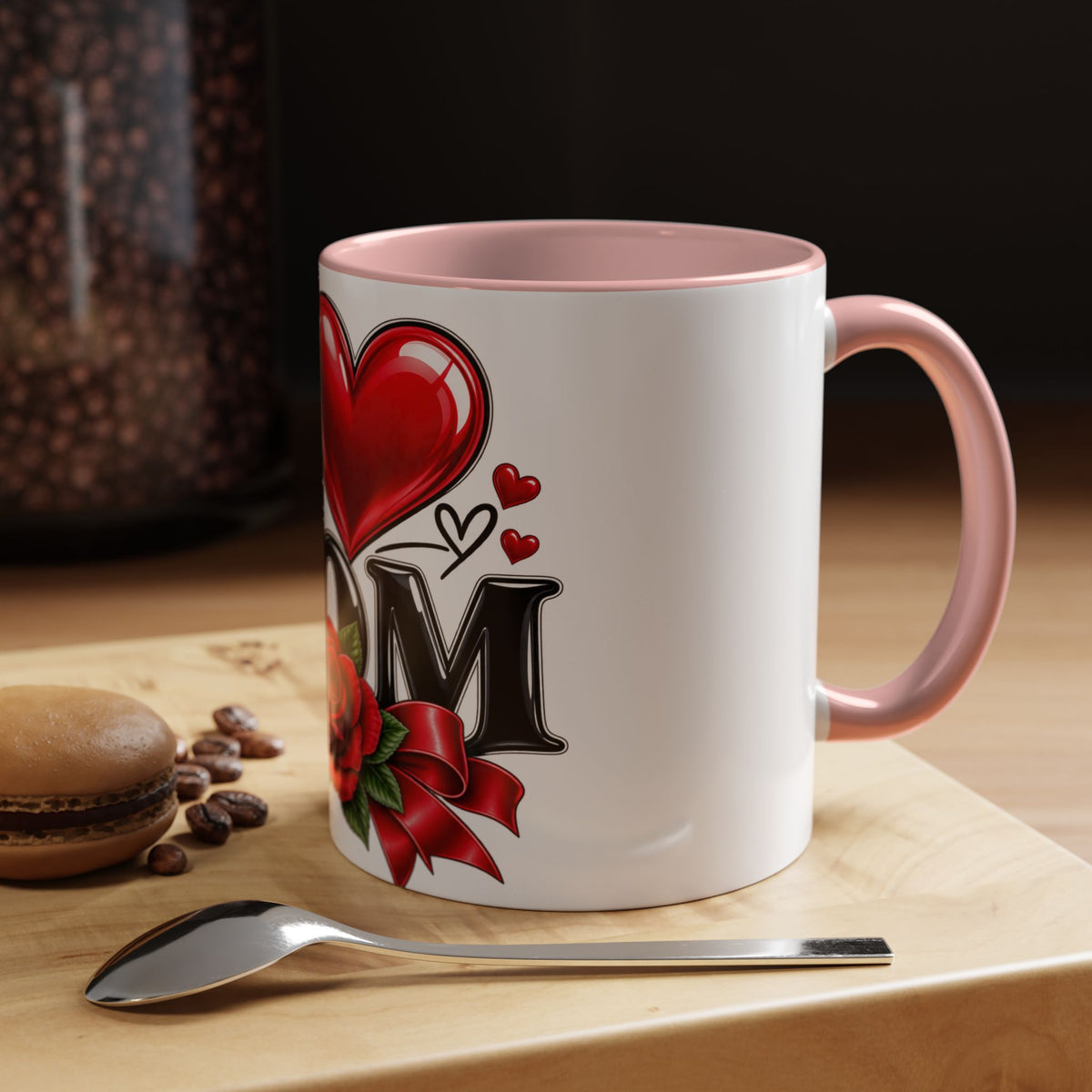 I  Mom Coffee Mug – Red Rose Mother’s Day Accent Mug (11/15oz)