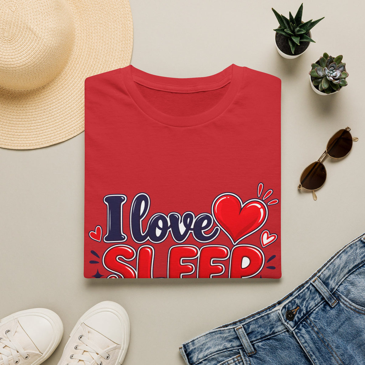 I Love Sleep T-Shirt — Cute Heart Graphic Sleep Lover Tee