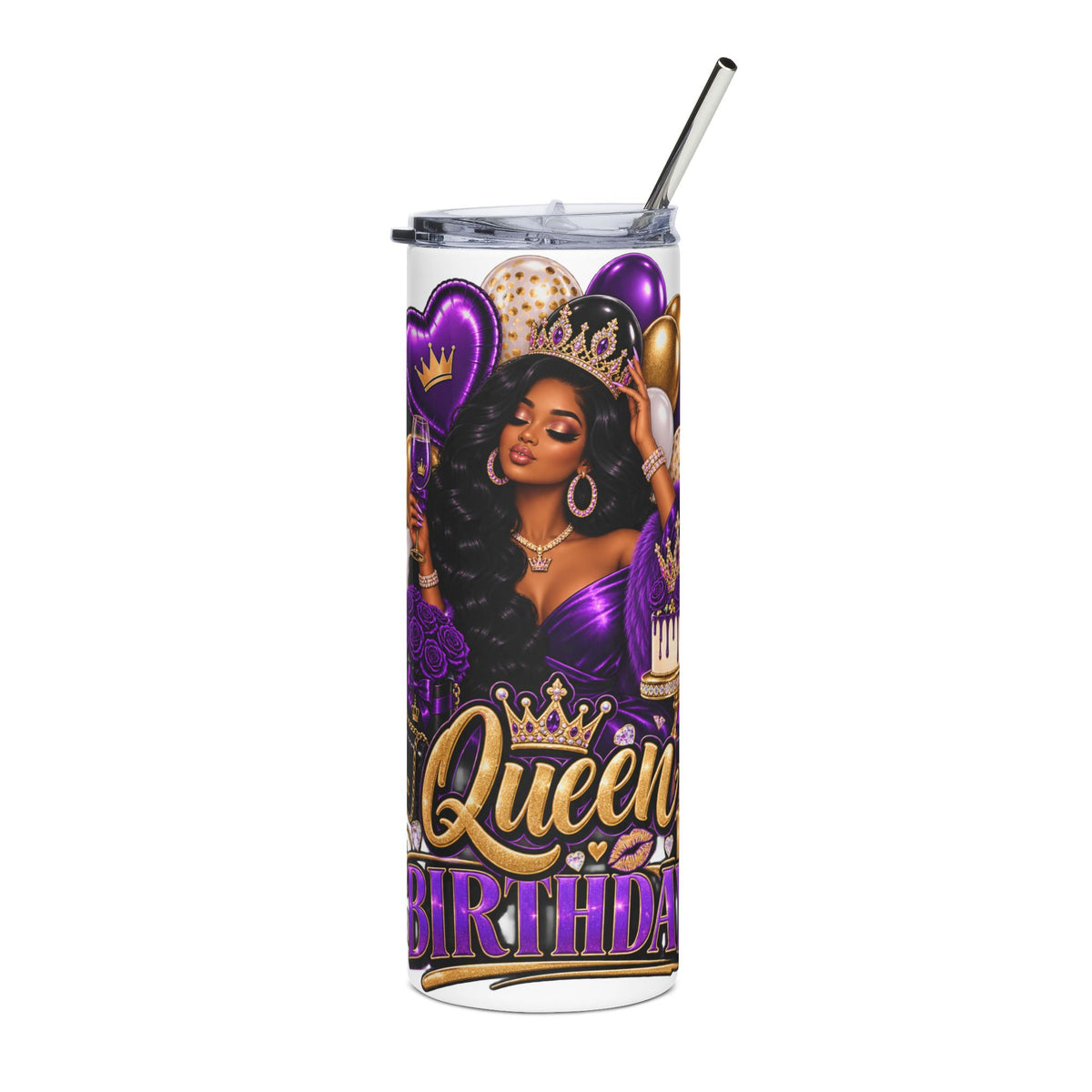 Queen Birthday Tumbler — 20oz Stainless Steel Royal Purple Travel Cup