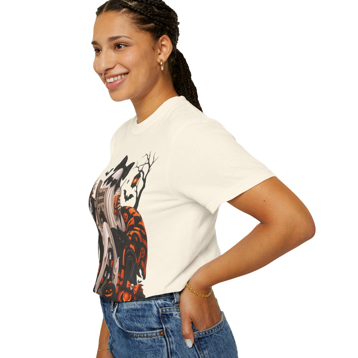 Halloween Ghost Reading T-Shirt — Spooky Pumpkin & 'Spooky Season' Graphic