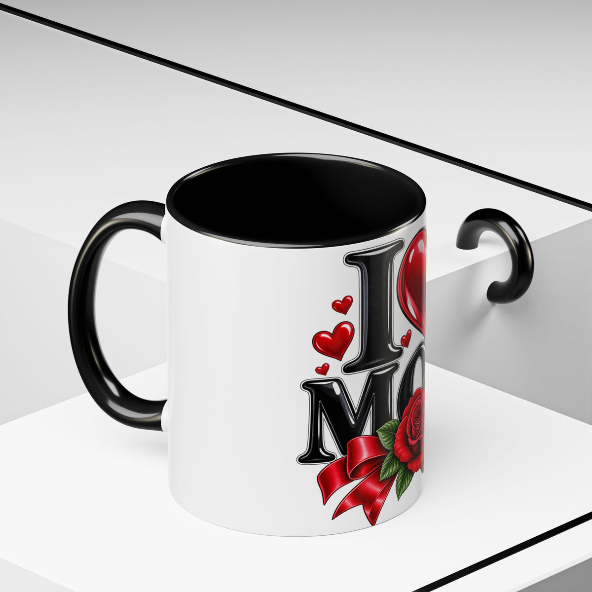 I  Mom Coffee Mug – Red Rose Mother’s Day Accent Mug (11/15oz)