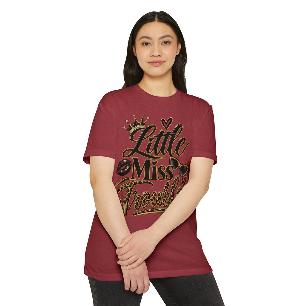 Little Miss Trouble Graphic T-Shirt — Leopard Crown Lip Print