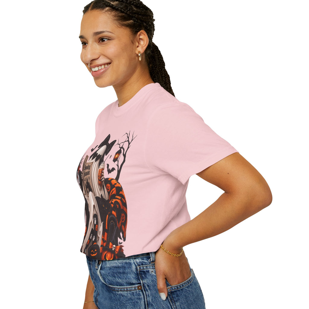 Halloween Ghost Reading T-Shirt — Spooky Pumpkin & 'Spooky Season' Graphic