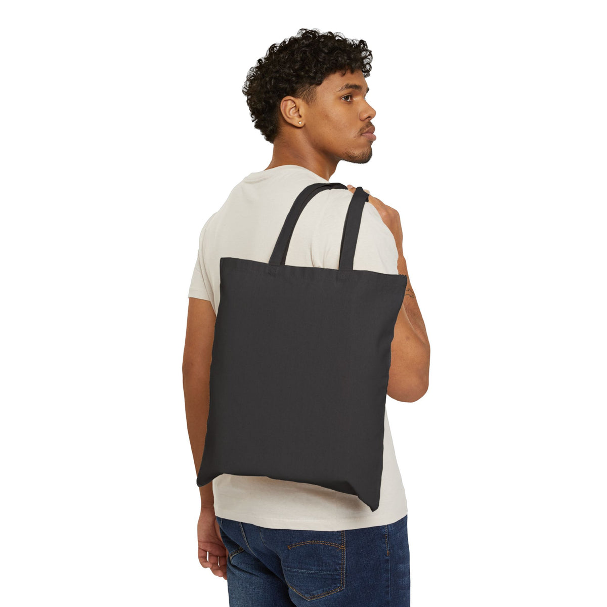Halloween Ghost & Cats Cotton Tote Bag — "Happy Halloween" Trick-or-Treat Canvas Shopper