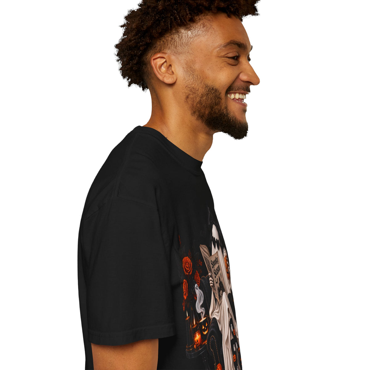 Halloween Ghost Reading T-Shirt — Spooky Pumpkin & 'Spooky Season' Graphic