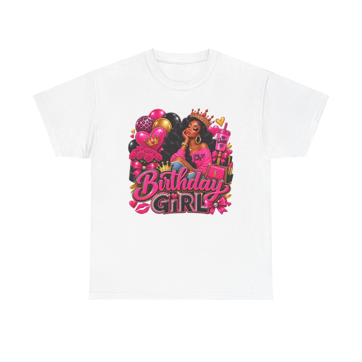 Birthday Girl T‑Shirt — Pink Crowned Diva Birthday Tee