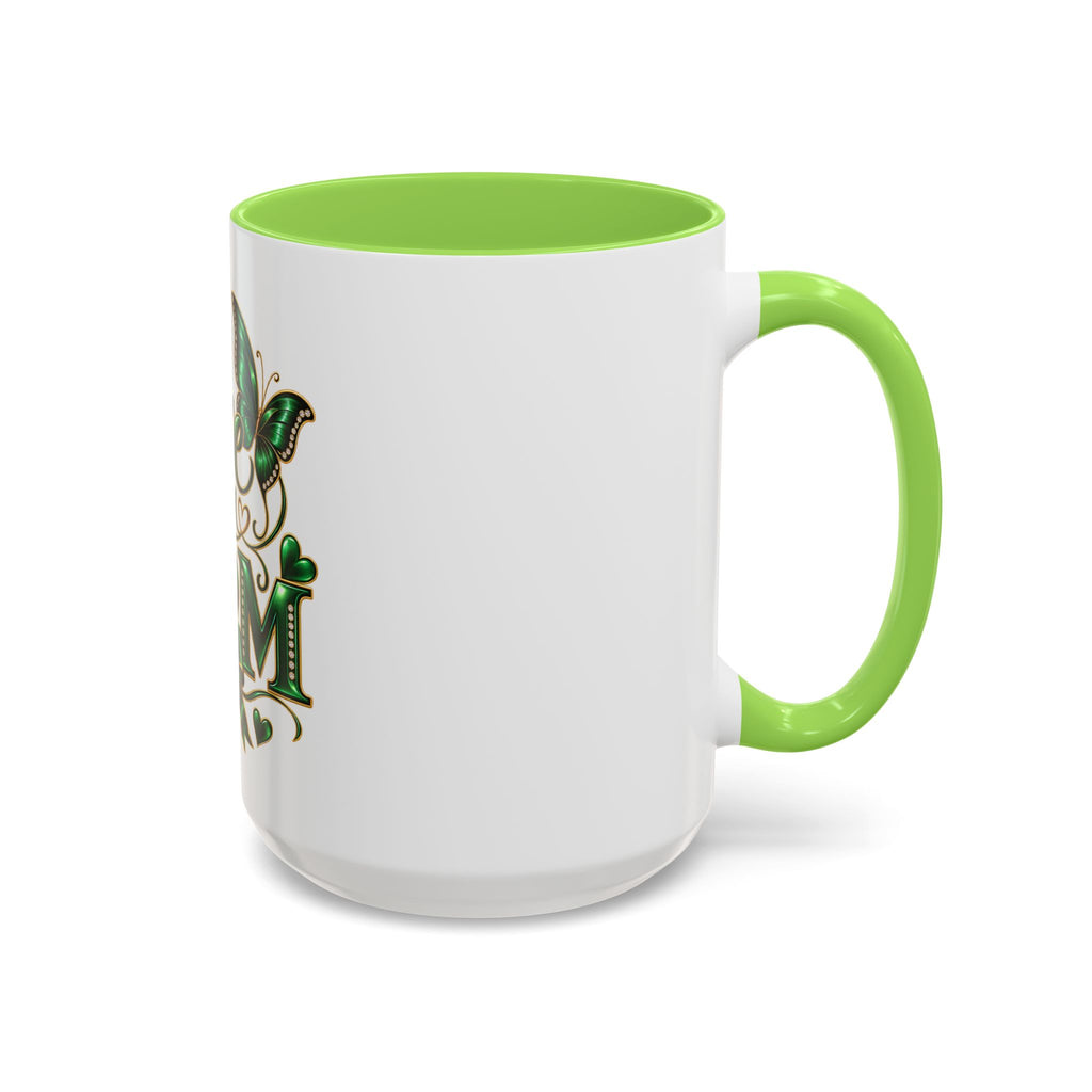 Love You Mom Green Butterfly Heart Mug (11oz & 15oz)