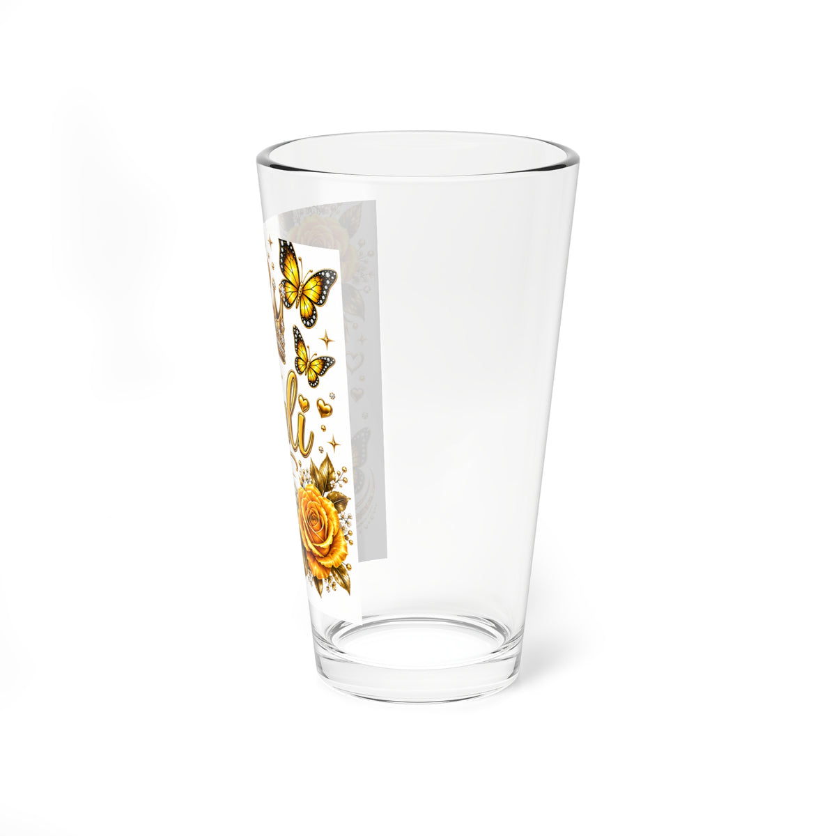Personalized Golden Rose Mixing Glass — 16oz Decorative Cocktail Shaker Glass