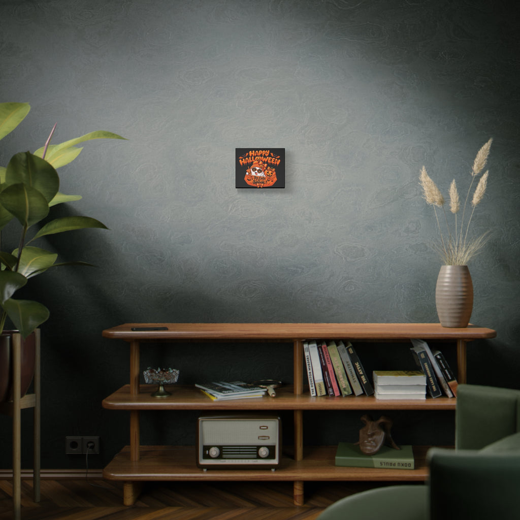 Happy Halloween Canvas — "Too Cute to Spook!" Kawaii Pumpkin Ghost Wall Art