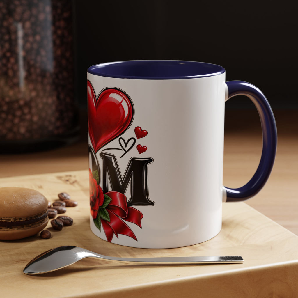I  Mom Coffee Mug – Red Rose Mother’s Day Accent Mug (11/15oz)