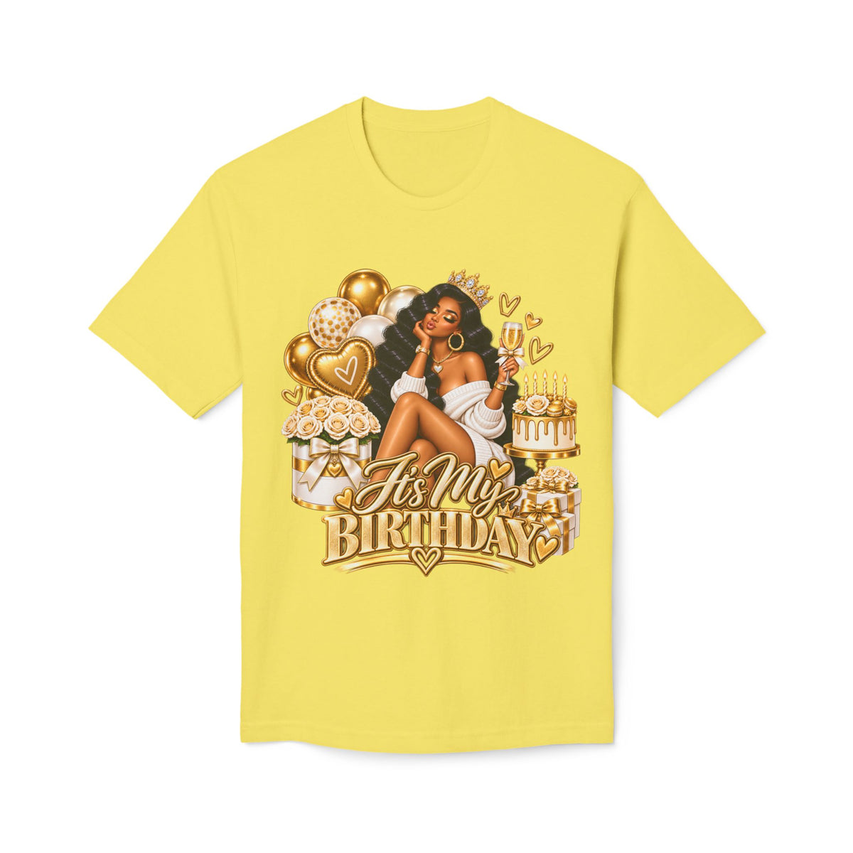 Birthday Queen T-Shirt – "It's My Birthday" Gold Party Design