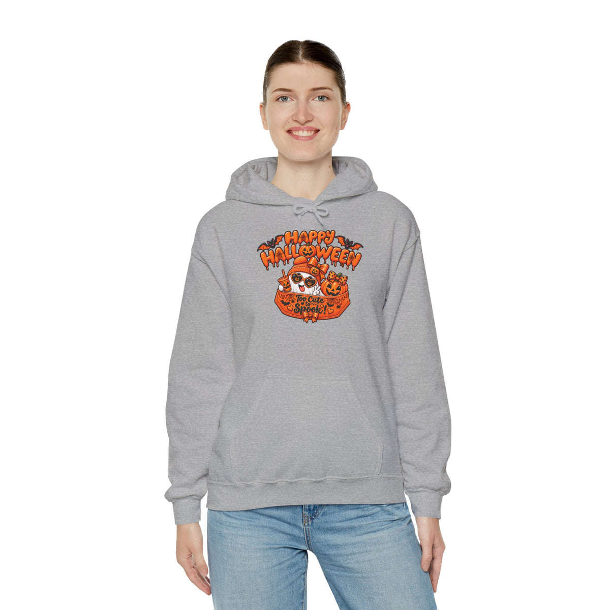 Halloween Cat Hoodie – "Happy Halloween" Pumpkin Cats Graphic