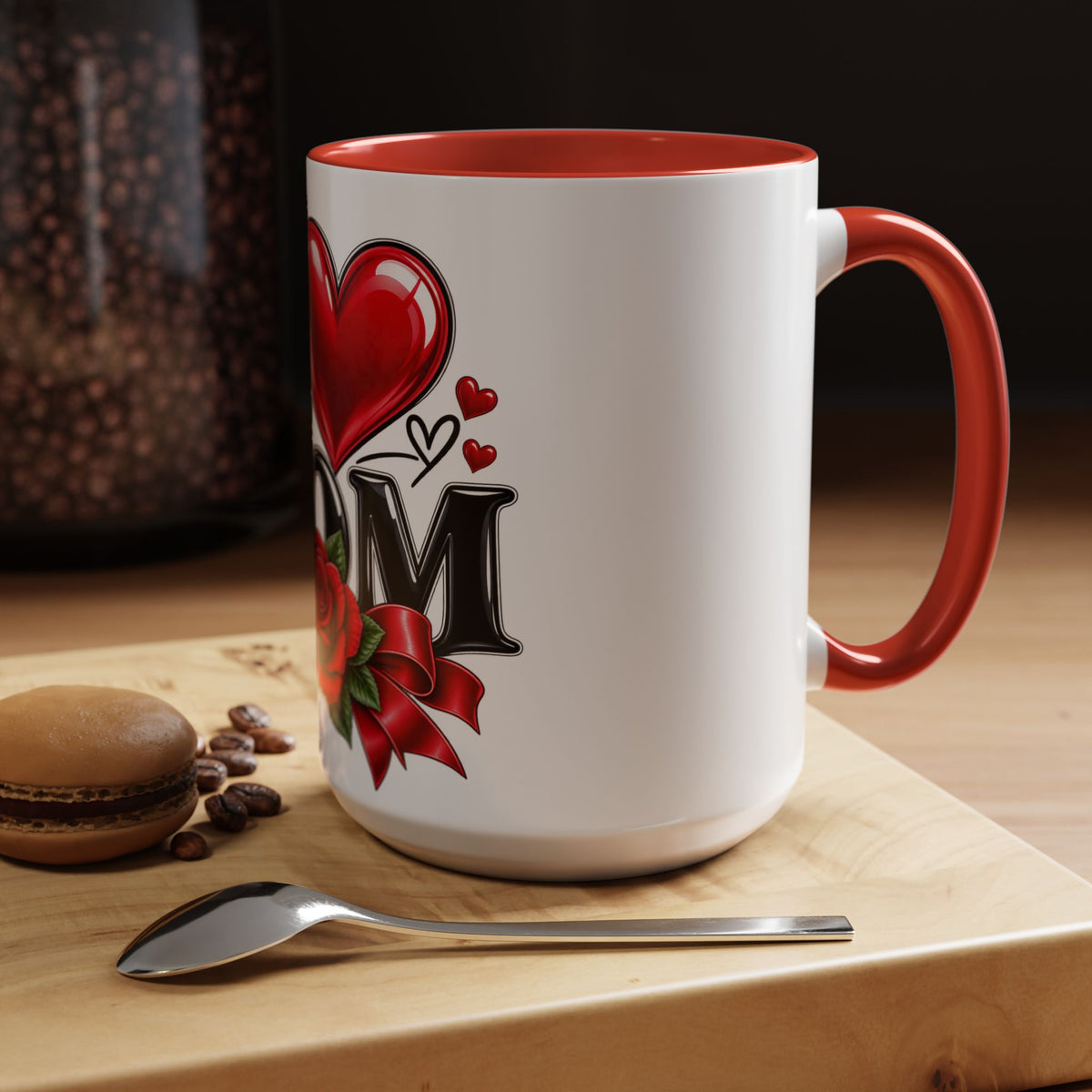 I  Mom Coffee Mug – Red Rose Mother’s Day Accent Mug (11/15oz)