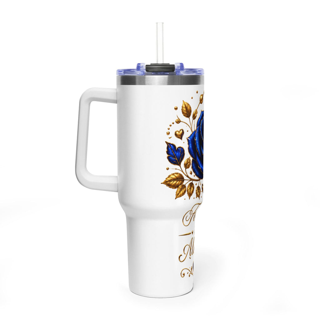 40oz Tumbler - "Forever & Always" Blue Rose Vacuum Thermal Travel Mug