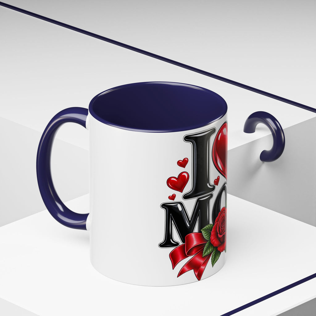 I  Mom Coffee Mug – Red Rose Mother’s Day Accent Mug (11/15oz)