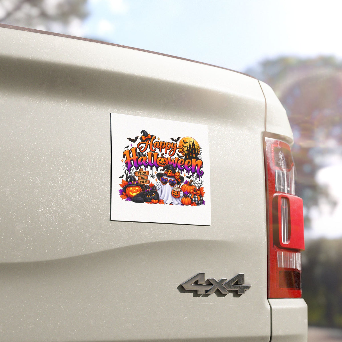 Halloween Car Magnet — "Happy Halloween" Pumpkin Ghost Cats Design