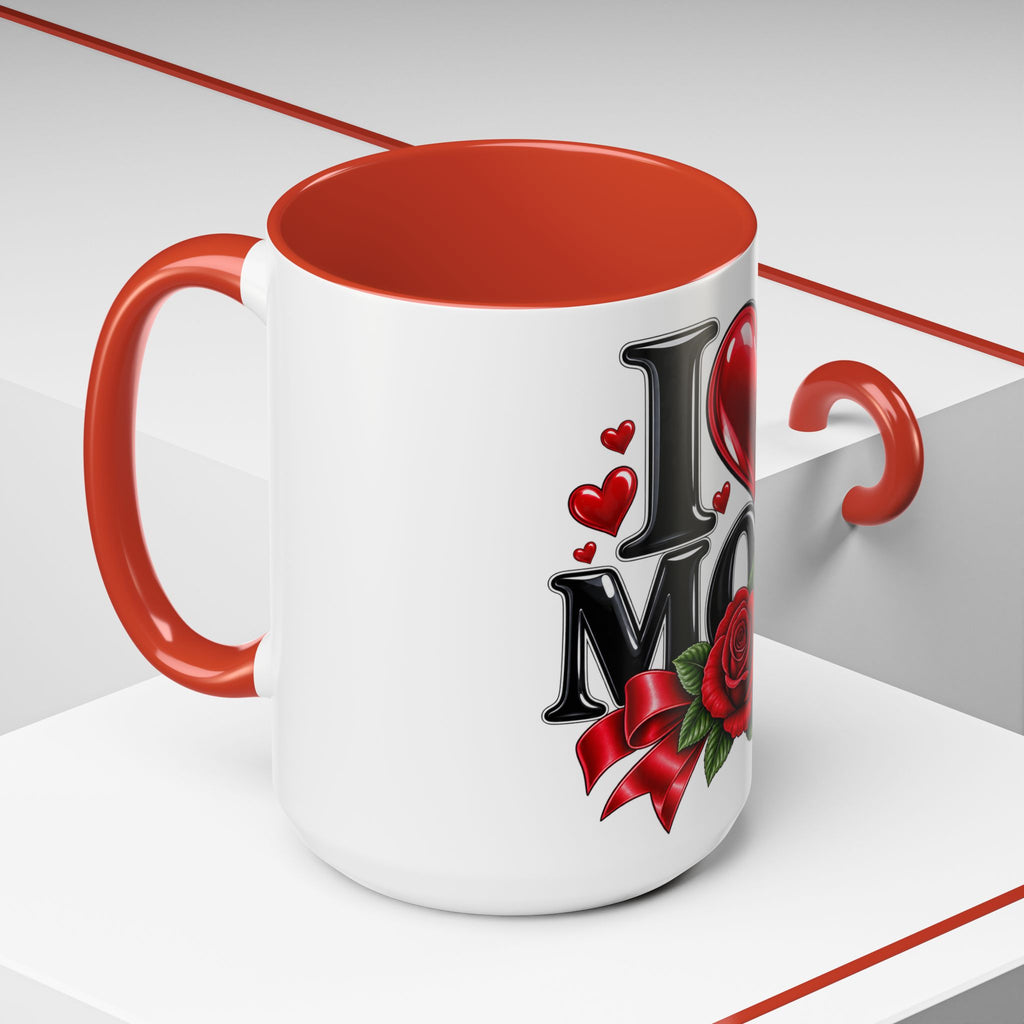 I  Mom Coffee Mug – Red Rose Mother’s Day Accent Mug (11/15oz)