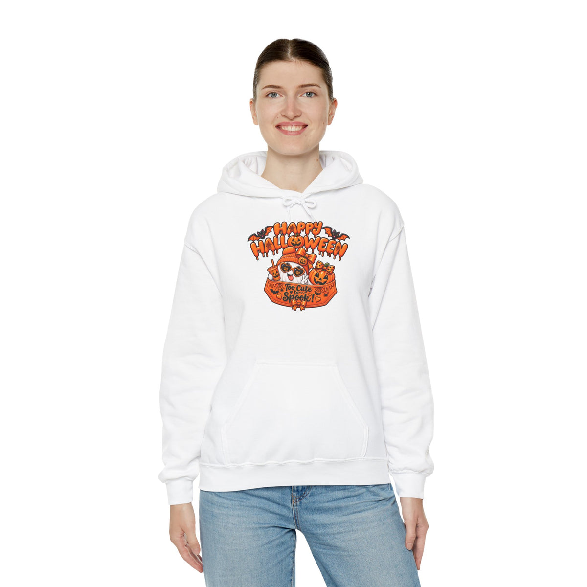 Halloween Cat Hoodie – "Happy Halloween" Pumpkin Cats Graphic