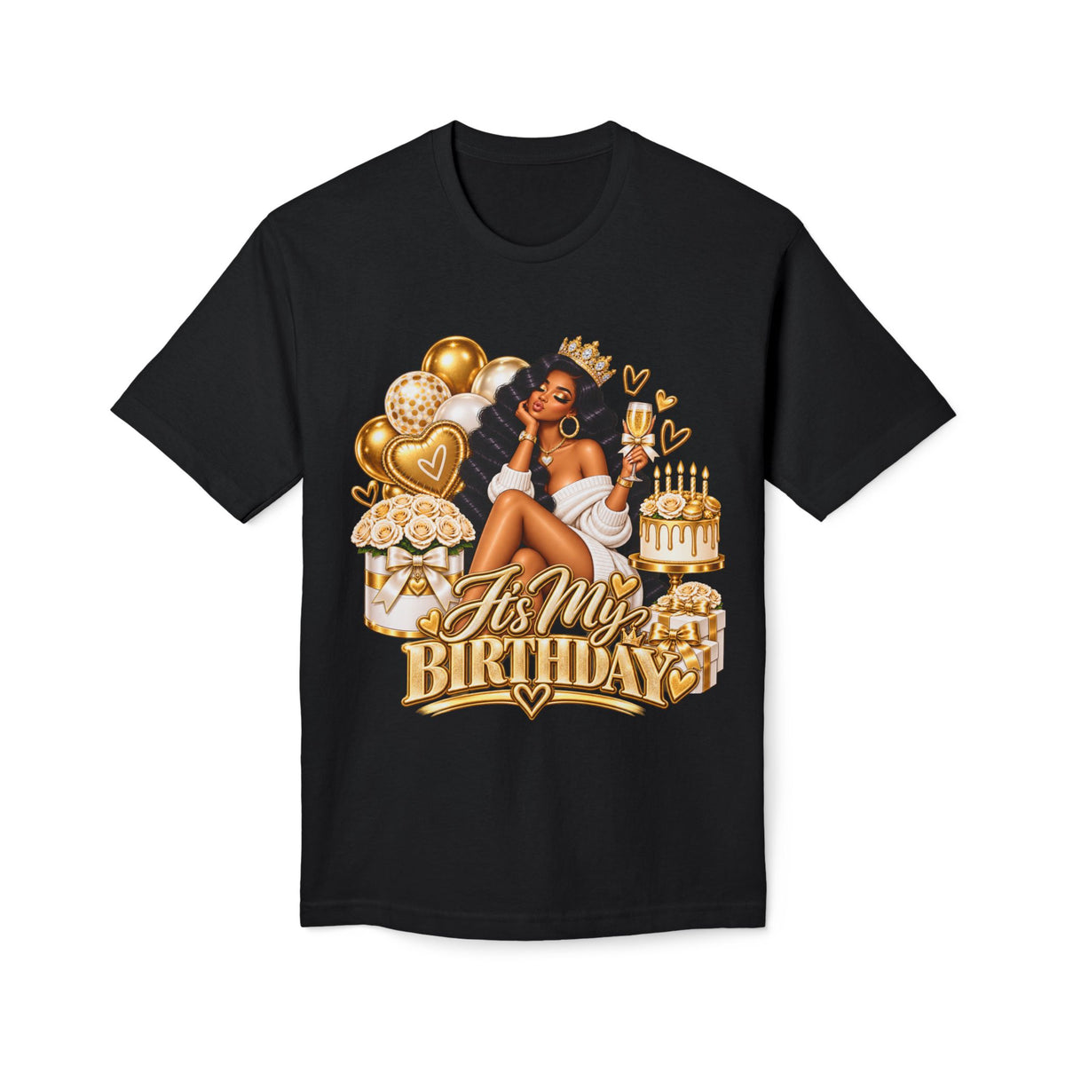 Birthday Queen T-Shirt – "It's My Birthday" Gold Party Design