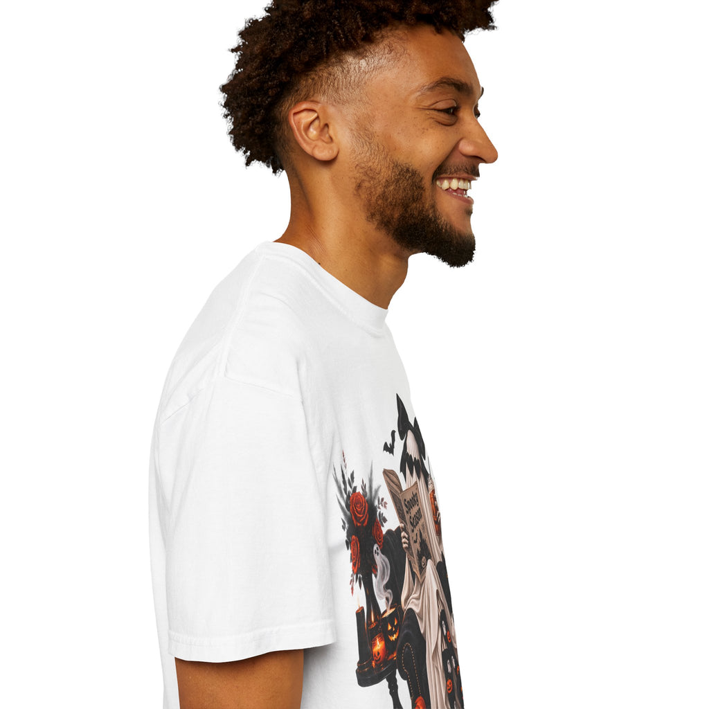 Halloween Ghost Reading T-Shirt — Spooky Pumpkin & 'Spooky Season' Graphic