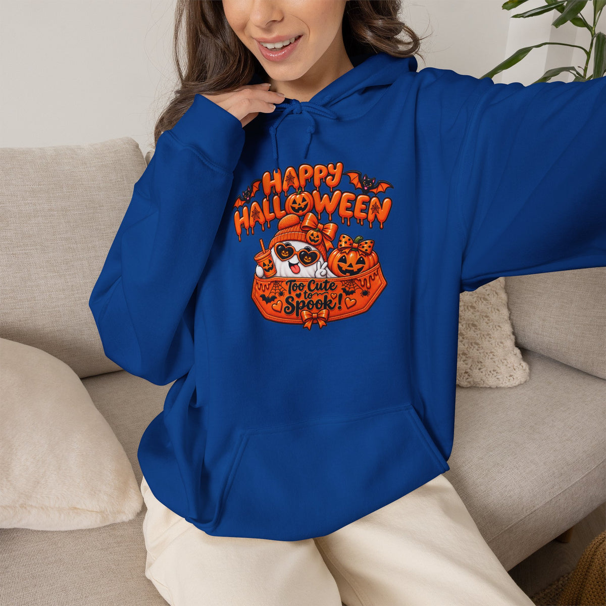 Halloween Cat Hoodie – "Happy Halloween" Pumpkin Cats Graphic