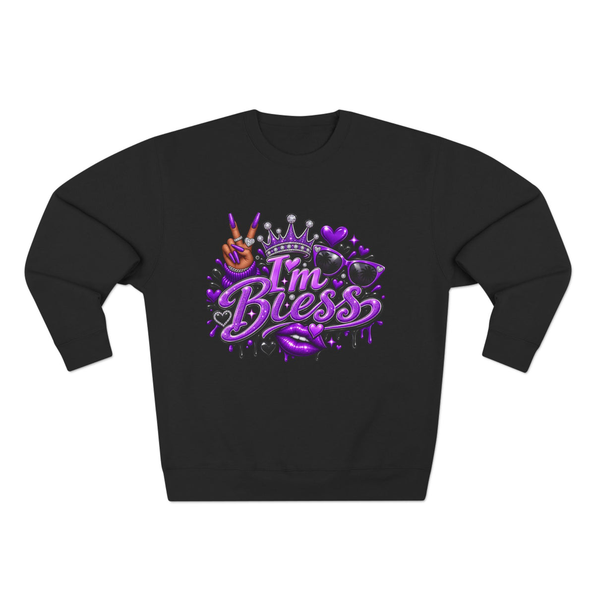I'm Bless Graphic Sweatshirt — Purple Crown Streetwear Crewneck