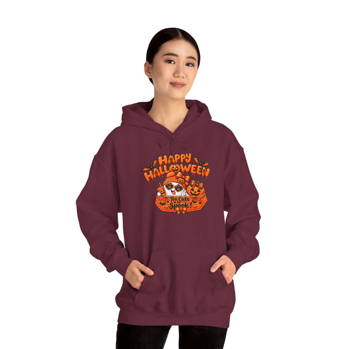 Halloween Cat Hoodie – "Happy Halloween" Pumpkin Cats Graphic