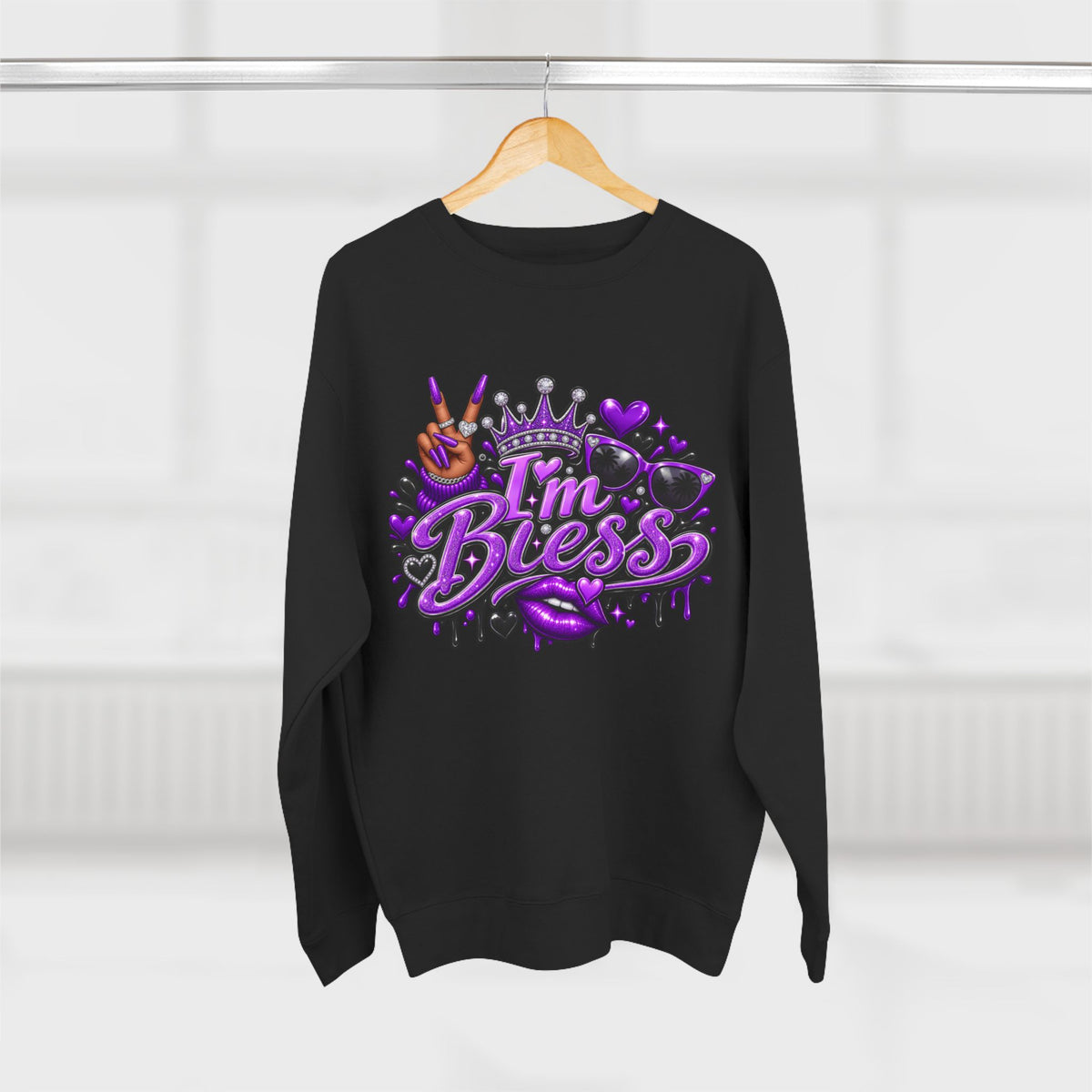 I'm Bless Graphic Sweatshirt — Purple Crown Streetwear Crewneck