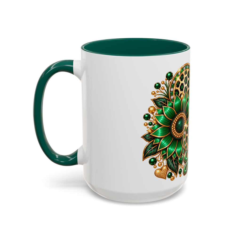 Love Green Heart Mug — Decorative 11oz/15oz Ceramic Coffee Cup