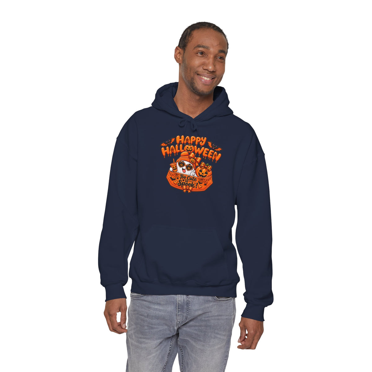 Halloween Cat Hoodie – "Happy Halloween" Pumpkin Cats Graphic