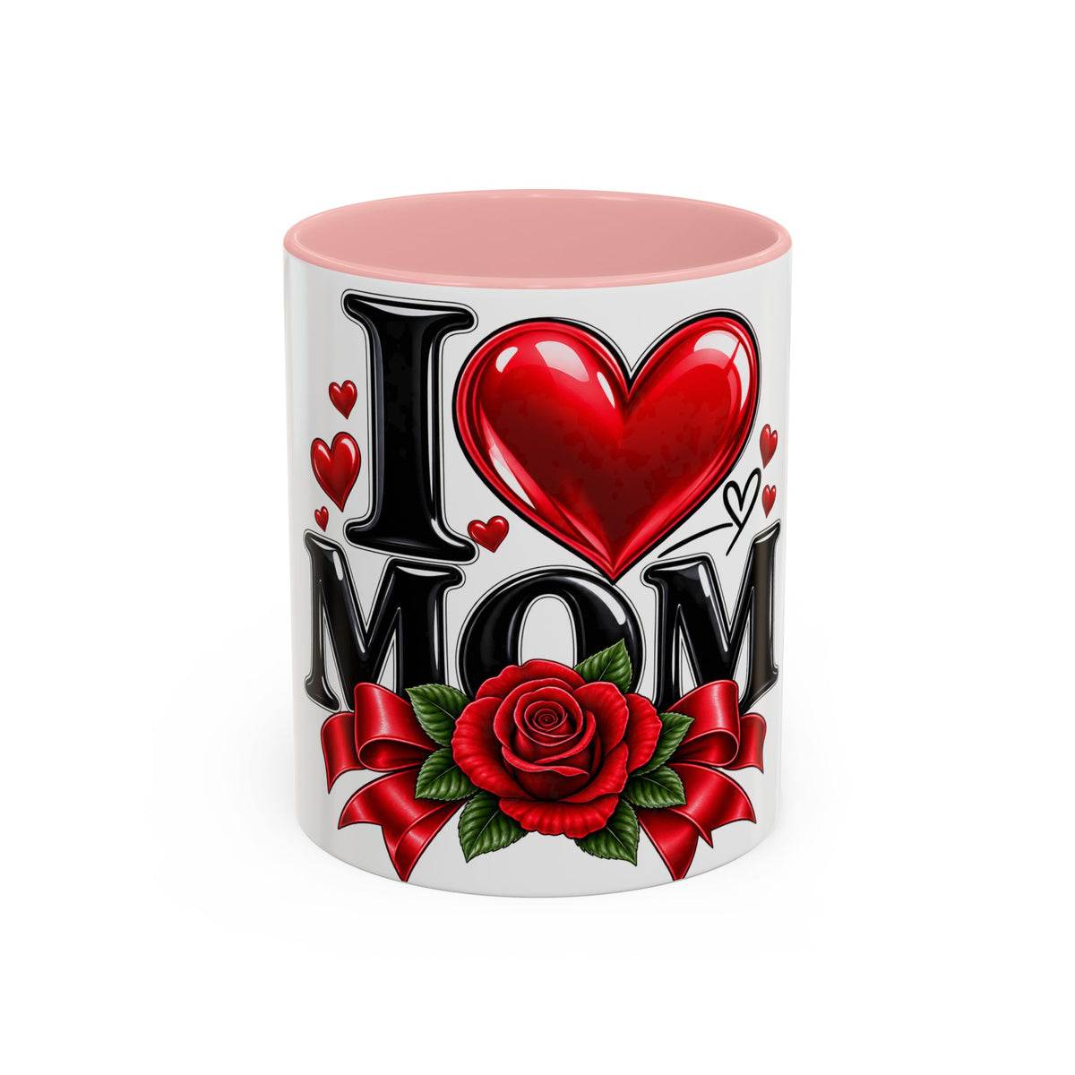 I  Mom Coffee Mug – Red Rose Mother’s Day Accent Mug (11/15oz)
