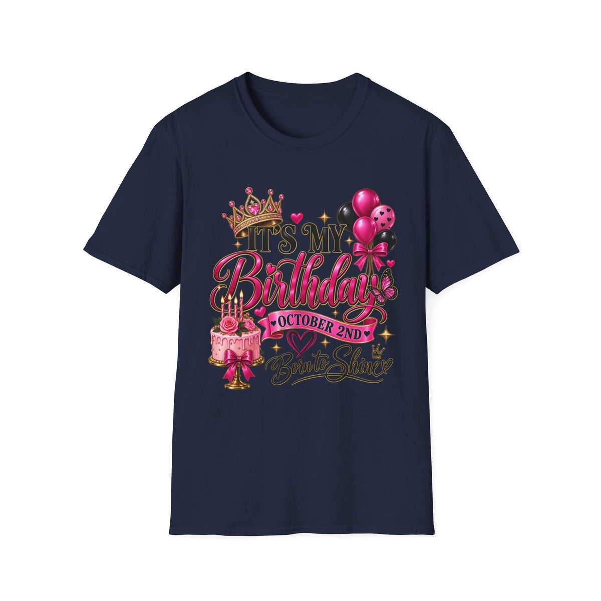 Birthday T-Shirt – “It’s My Birthday” Pink Crown & Balloons | Custom Birthday Shirt